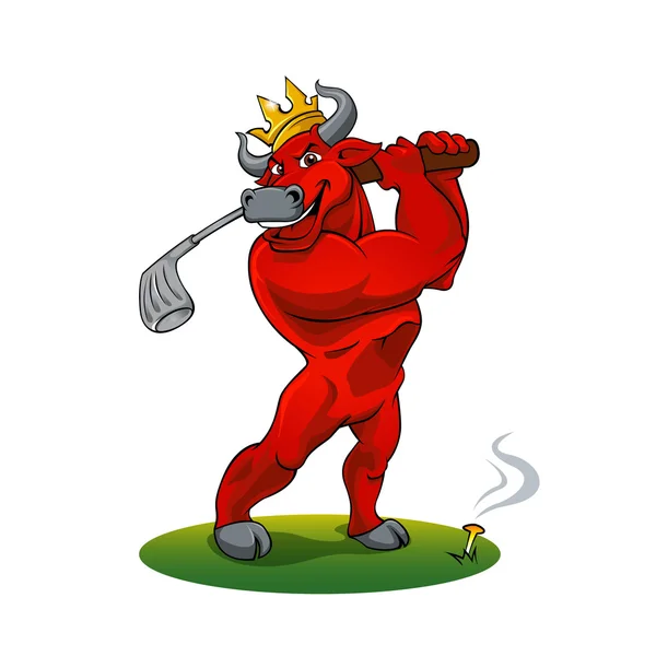 Banteng dengan tongkat untuk golf - Stok Vektor