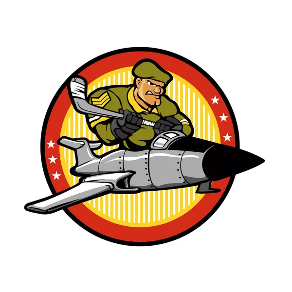 Repülőgép .soldier cartoon.hockey — Stock Vector
