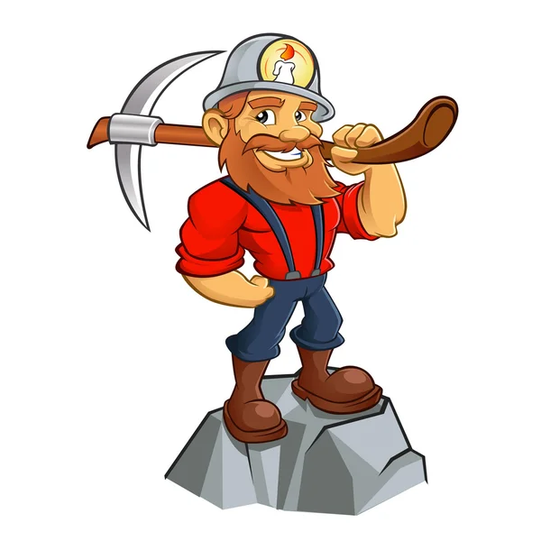 Desenho animado do prospector, mineiro engraçado — Vetor de Stock