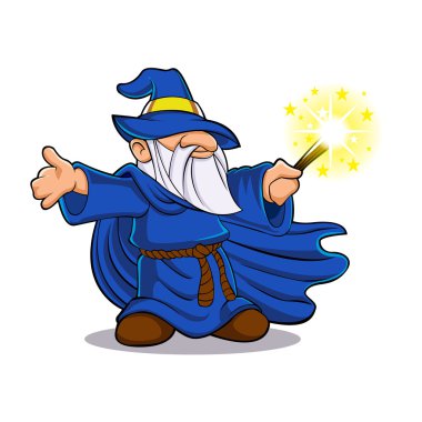 Mavi Sihirbazı karikatür vektör