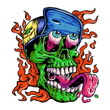 Detaylı zombi şapka kafa illüstrasyon