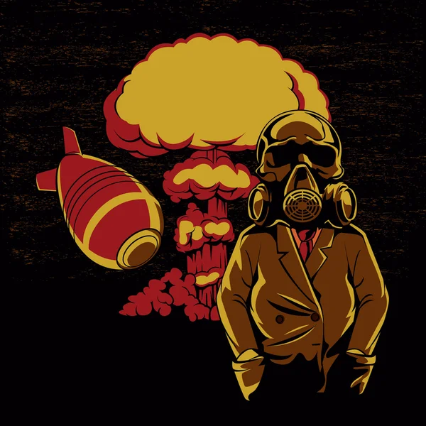Nuclear explosion ,Skull Gas Mask Illustration,hydrogen bomb Stock Illustration