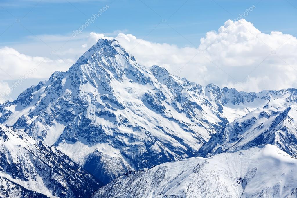 Snow-covered mountain top. Russia, Caucasus.