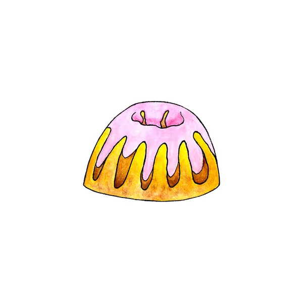 Taart geïsoleerde snoep muffin illustratie kind zoetekauw kleur. — Stockfoto