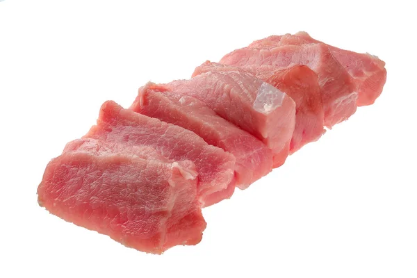 Rohe Frische Schweinekoteletts Isoliert Auf Weiß — Stockfoto