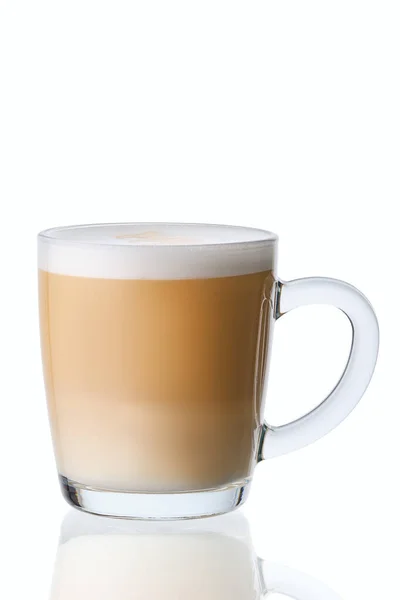 Filiżanka Gorącego Frappuccino Przezroczystym Szkle Izolowanym Białym Tle — Zdjęcie stockowe
