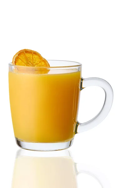 Verre Thé Orange Chaud Isolé Sur Fond Blanc — Photo