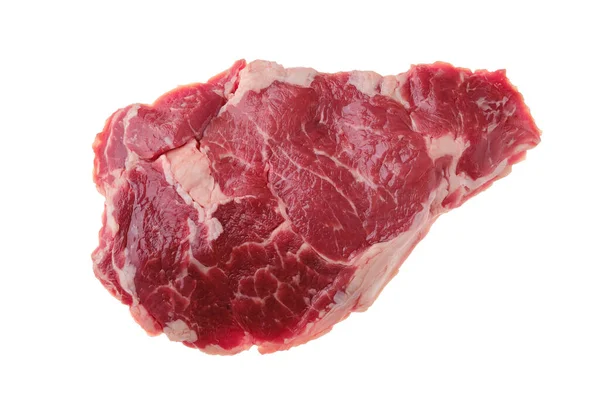 Overhead View Raw Ribeye Steak Premie Nötkött Benfritt Kött Isolerad — Stockfoto