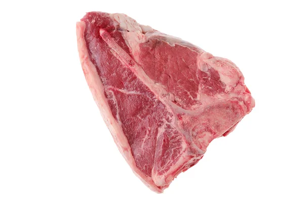 Вид Сверху Сырой Бифштекс Говяжье Мясо Премиум Класса Белом Фоне — стоковое фото