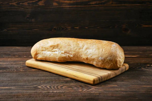 Vers Gebakken Ciabatta Bruine Houten Tafel — Stockfoto