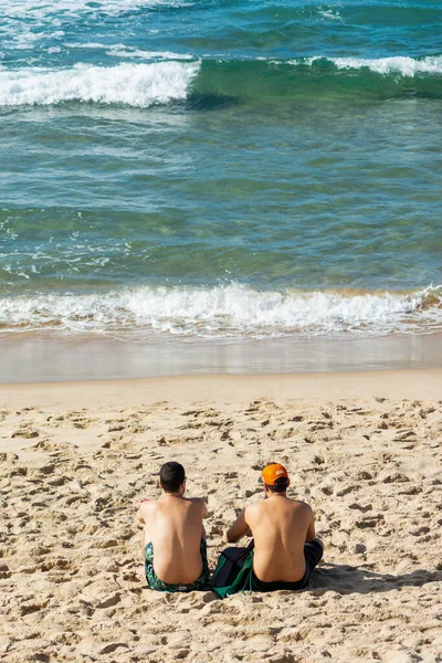 Salvador Bahia Brazil September 2020 People Sunbathe Farol Barra Beach — Stock Photo, Image