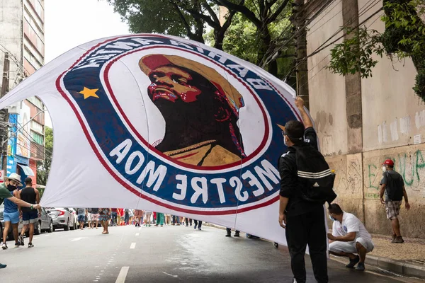 Salvador Bahia Brazylia Lipca 2021 Protestujący Protestują Przeciwko Rządowi Prezydenta — Zdjęcie stockowe