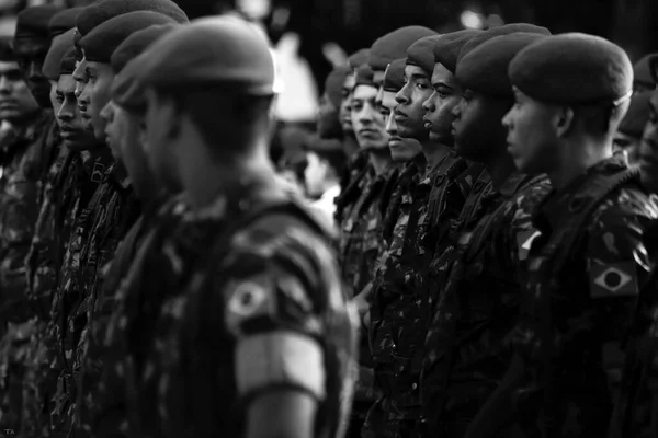 Salvador Bahia Brazilië September 2016 Militaire Parade Ter Ere Van — Stockfoto