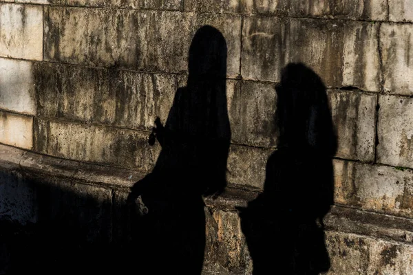 Two People Shadow Wall Historic Building Pelourinho Salvador Bahia Brazil — Stock Photo, Image