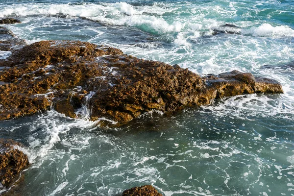 Waves Breaking Rocks Ponta Humaita Salvador Bahia Brazil — Stock Photo, Image