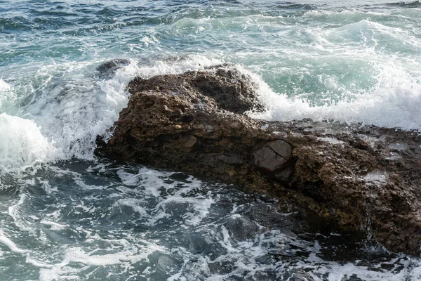波涛在庞塔岛的岩石上波涛汹涌 Salvador Bahia巴西 — 图库照片