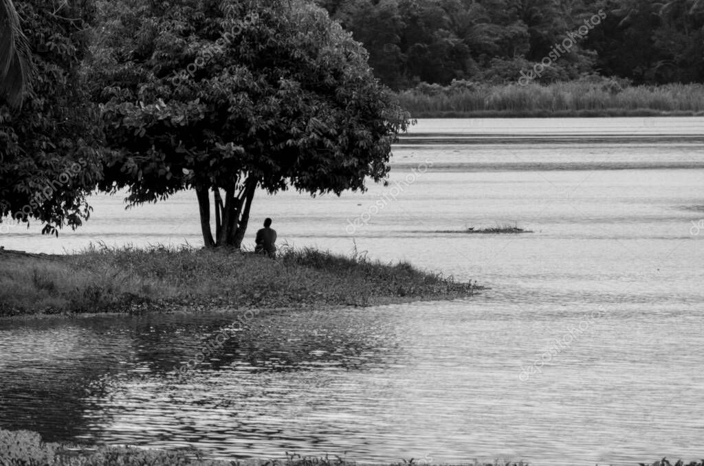 Paisaje de un valle verde con campos, ríos y bosques densos. Ciudad de