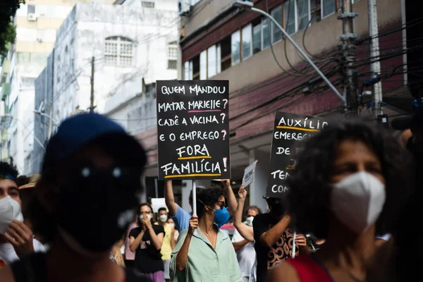 Salvador Bahía Brasil Mayo 2021 Manifestantes Protestan Contra Gobierno Del —  Fotos de Stock