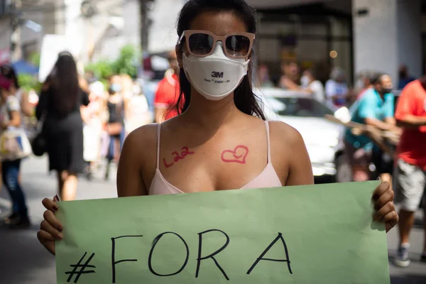 Salvador Bahía Brasil Mayo 2021 Manifestantes Protestan Contra Gobierno Del — Foto de Stock