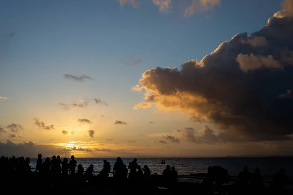 Salvador Bahia Brasilien Juni 2021 Mehrere Menschen Genießen Den Sonnenuntergang — Stockfoto