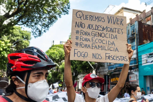 Salvador Bahia Brasile Maggio 2021 Manifestanti Protestano Contro Governo Del — Foto Stock