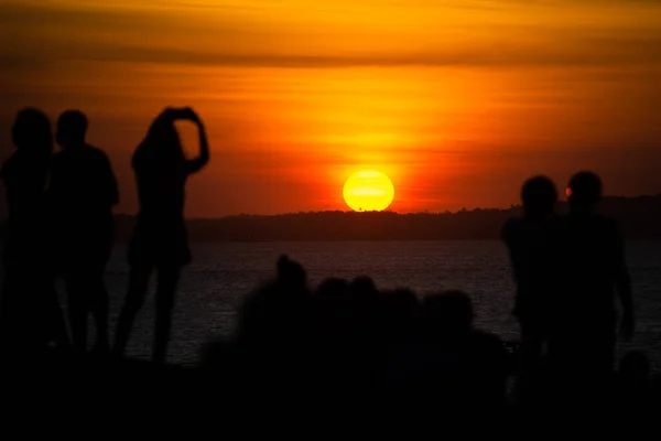 Salvador Bahia Brazil June 2021 Silhouette People Enjoying Wonderful Colorful — Stock Photo, Image