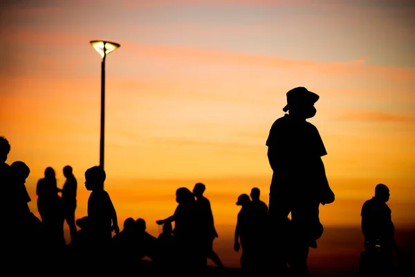 Salvador Bahia Brazil June 2021 Silhouette People Enjoying Wonderful Colorful — Stock Photo, Image