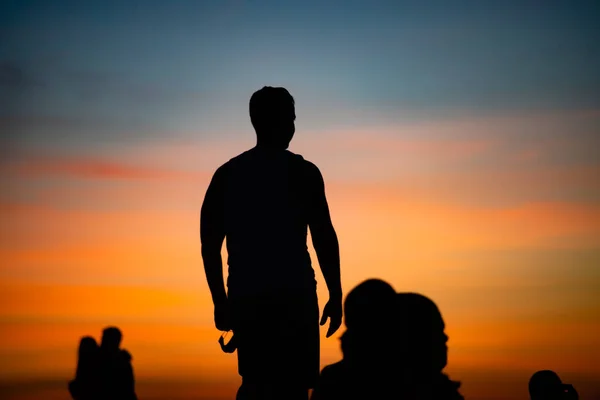 Salvador Bahia Brazil June 2021 Silhouette People Enjoying Wonderful Colorful — Stock Photo, Image