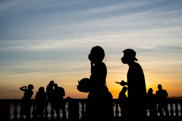 Salvador Bahia Brazil June 2021 Silhouette People Enjoying Wonderful Colorful — Stock Photo, Image