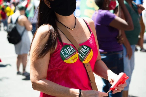 Salvador Bahía Brasil Septiembre 2021 Manifestantes Protestan Contra Gobierno Del —  Fotos de Stock