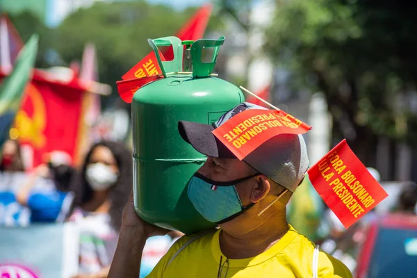 Salvador Bahia Brazílie Září 2021 Protestující Protestují Proti Vládě Prezidenta — Stock fotografie
