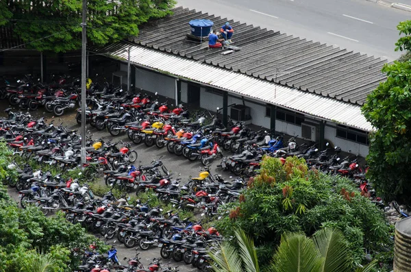 Salvador Bahia Brasil Mayo 2014 Muchas Motocicletas Estacionadas Patio Del — Foto de Stock