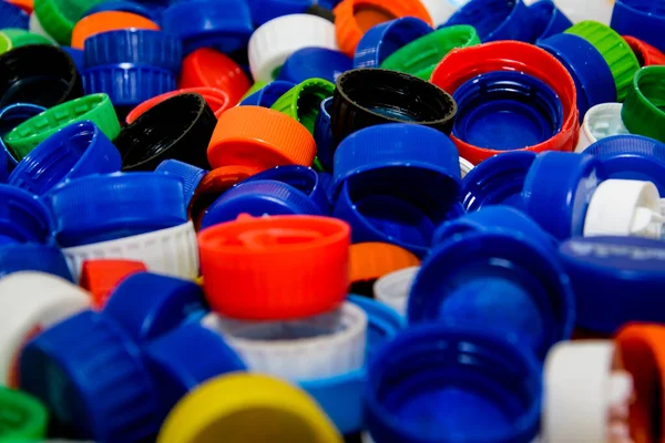 Различные Пластиковые Крышки Бутылки Круглой Различных Цветов Сальвадор Бахия Бразилия — стоковое фото