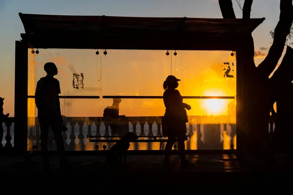 Salvador Bahia Brasil Juni 2021 Siluet Saat Matahari Terbenam Dari — Stok Foto