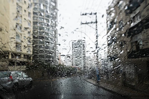 Salvador Bahia Brazílie Června 2021 Rozmazaná Barevná Světla Oknem Auta — Stock fotografie