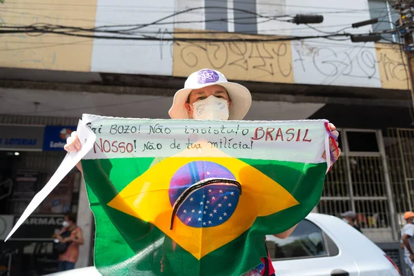 Salvador Bahia Brasile Maggio 2021 Manifestanti Protestano Contro Governo Del — Foto Stock