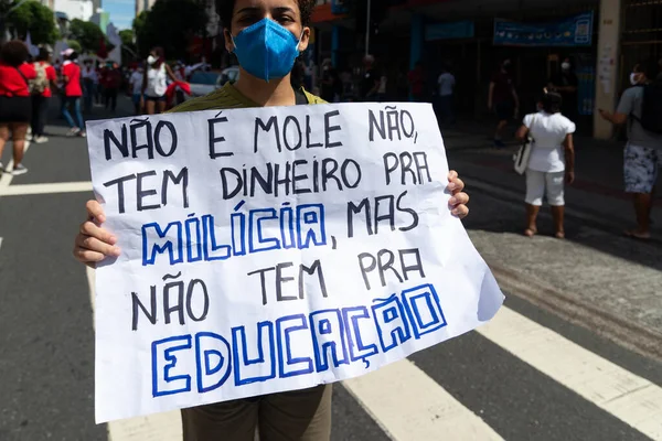 Salvador Bahia Brasil Maio 2021 Protestos Contra Governo Presidente Jair — Fotografia de Stock