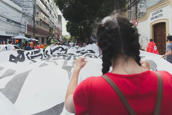 Salvador Bahia Brazil May 2021 Protesters Protest Government President Jair — Stock Photo, Image