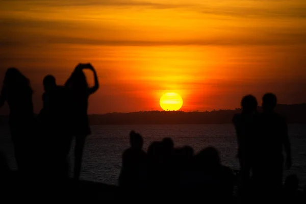 Salvador Bahia Brazil June 2021 Silhouette People Enjoying Wonderful Colorful — Stock Photo, Image