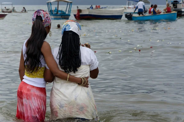 Salvador Bahia Brasil Fevereiro 2016 Membro Religião Castiçal Participa Uma — Fotografia de Stock