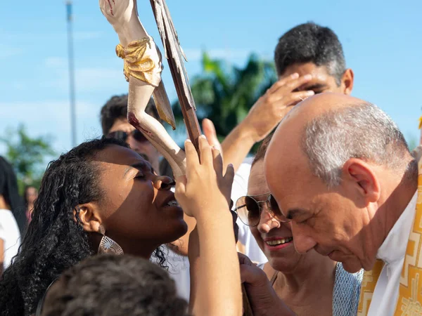 Salvador Bahia Brasil Enero 2019 Fieles Celebran Primer Viernes Del —  Fotos de Stock