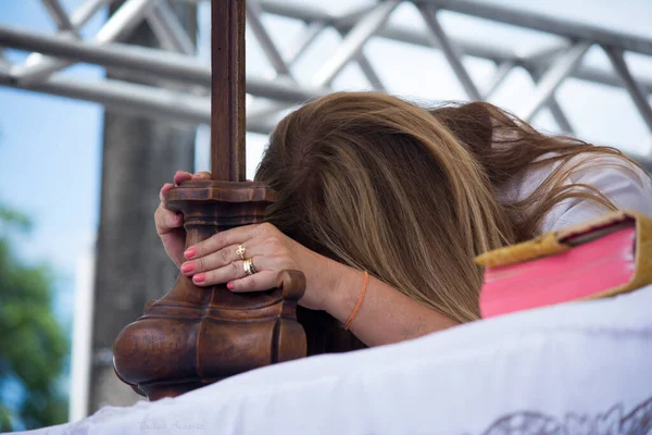 Salvador Bahia Brasil Diciembre 2015 Fieles Reúnen Iglesia Senhor Bonfim — Foto de Stock