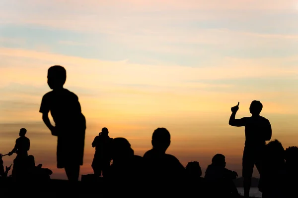 Salvador Bahia Brazil June 2021 Silhouette People Enjoying Wonderful Colorful — Stock Photo, Image