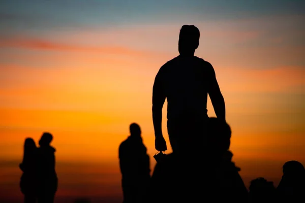 Salvador Bahia Brazil June 2021 Silhouette People Enjoying Wonderful Colorful — Stock Photo, Image