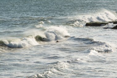 Sırayla oluşan ve kırılan okyanus dalgalarının görüntüsü