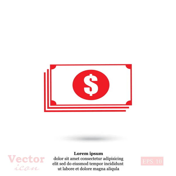 Billets en dollars icône de l'argent — Image vectorielle