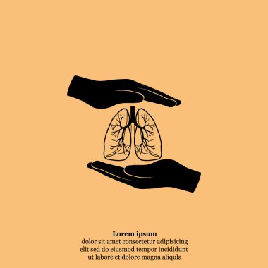 insan akciğerleri simgesi holding eller