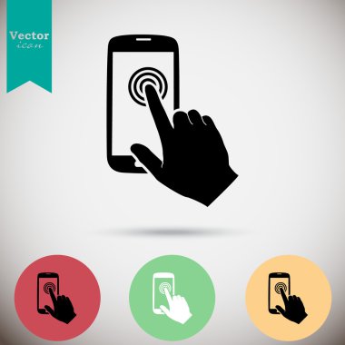 dokunmatik ekran smartphone simgesine el