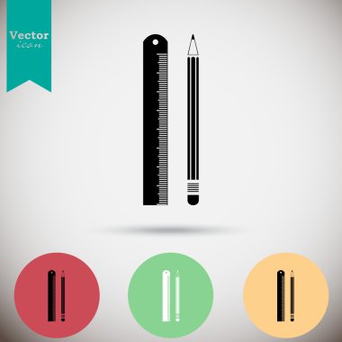 kalem ve cetvel Icons set