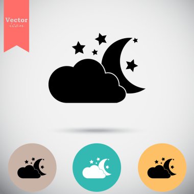 bulut, ay ve yıldız Icons set